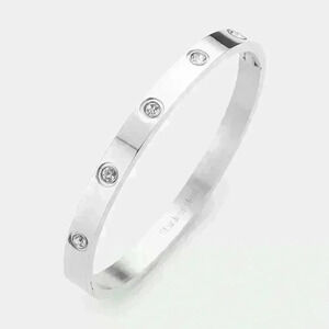 Stainless Steel Crystal Embellished Bangle